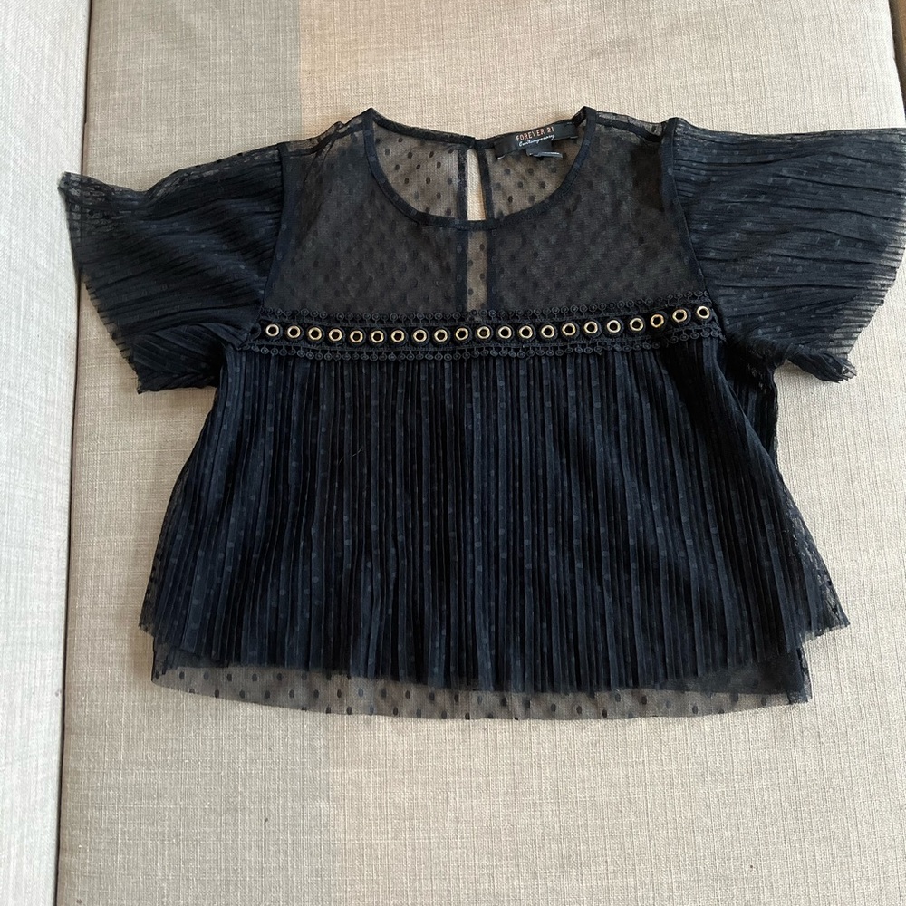 Black sheer dotted top